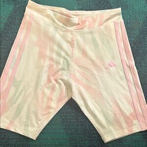 Adidas Pastel Pink striped Cream Shorts
